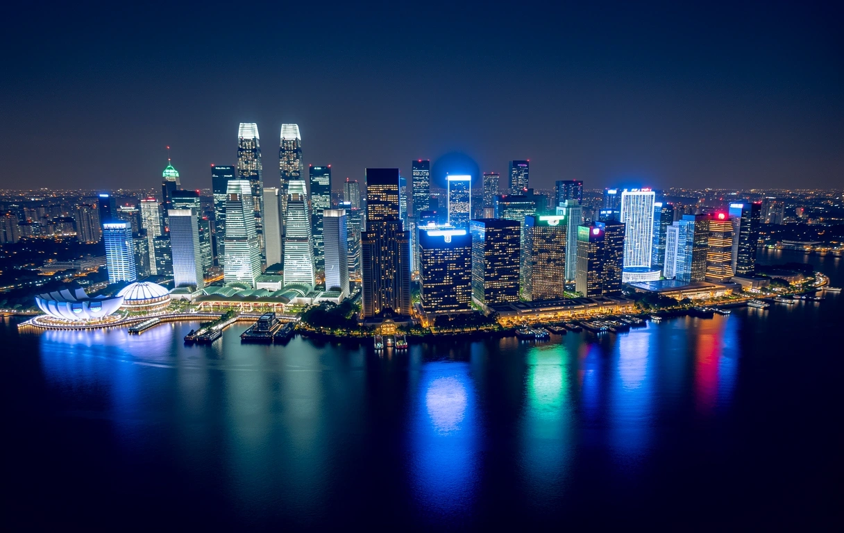 Singapore skyline at night